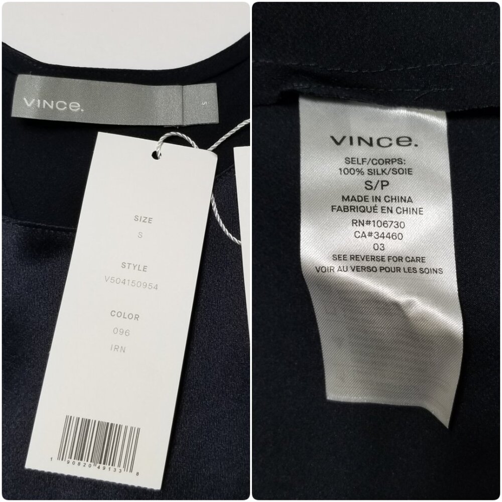 NWT Vince Raw Edge Silk Tank Midi Slip Dress in Iron Darkβ Navy Size XS, S $345 - Picture 16 of 16
